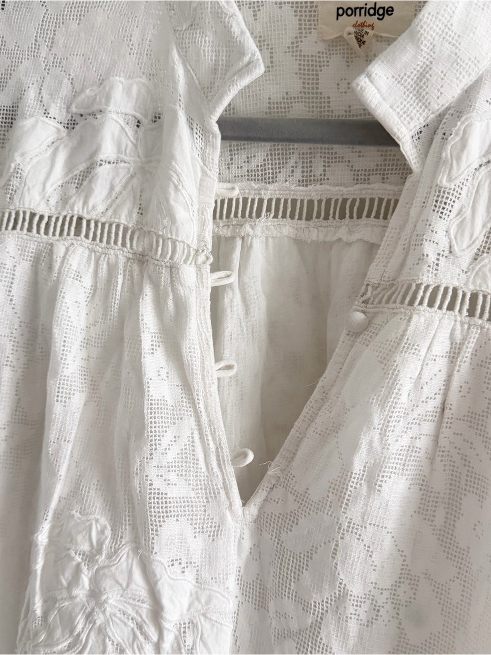 Anthropologie Porridge Embroidered Lace Babydoll Dress White Flowy Feminine - Picture 4 of 13
